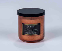 Load image into Gallery viewer, Candle jar labeled 'Bougie Napa Caramel Latte' on a light gray background