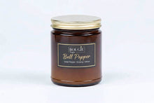 Load image into Gallery viewer, Amber candle jar with gold lid on a white background