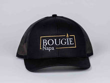 Load image into Gallery viewer, Black cap with 'BOUGIE Napa' logo on a light gray background
