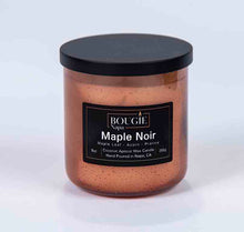 Load image into Gallery viewer, Candle jar labeled &#39;Maple Noir&#39; by Bougie Napa on a white background

