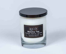 Load image into Gallery viewer, Candle with a Matcha Teas label on a white background
