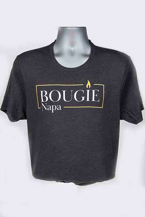 Dark Grey t-shirt with 'BOUGIE Napa' text on a white background